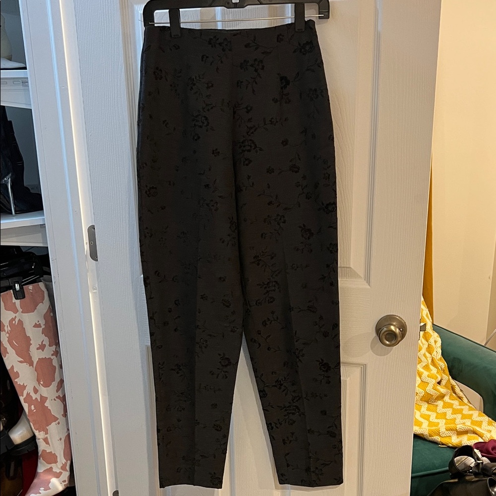 Chic Black Floral Trousers